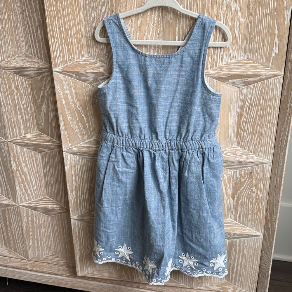 Cat & Jack Chambray embroidered edge sleeveless dress size XS